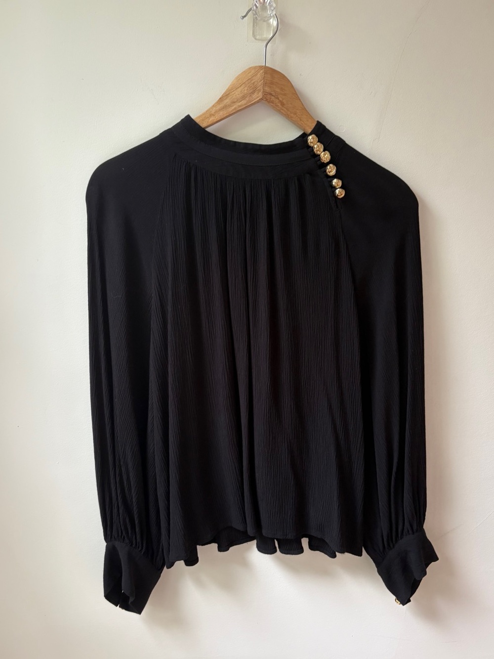 ba&sh Mock Neck with Gold Buttons - Picture 2 of 12